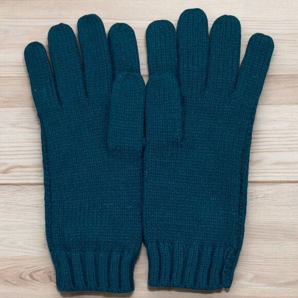 NEW YORK & COMPANY Women’s Diamond Pattern Knit Gloves in Teal Color - Picture 2 of 3